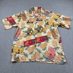 Vintage Joe Kealoha's Shirt Mens Large Yellow Pacific Pineapple Hawaiian Camp